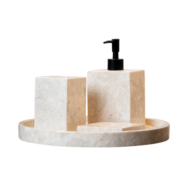 Loutro Lavabo Accessoires-S Stone Marble Soap Dispenser (1 size, Beige) - Brand New Bathrooms