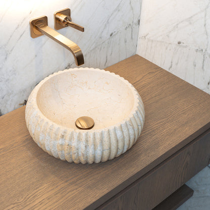 Loutro Lavabo Agora Round Stone Marble Basin (1 size, Beige) - Brand New Bathrooms