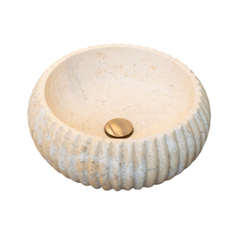Loutro Lavabo Agora Round Stone Marble Basin (1 size, Beige) - Brand New Bathrooms