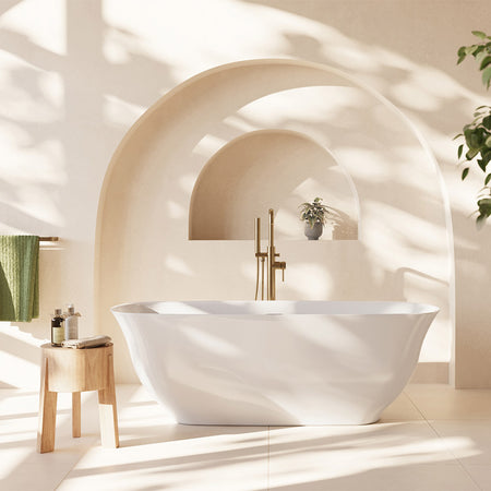 Scudo Coral Freestanding Acrylic Bathtub (1 size, Gloss White) - Brand New Bathrooms