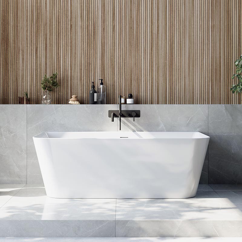 Scudo Porto Back-to-Wall Acryclic Bathtub (1 size, Gloss White) - Brand New Bathrooms