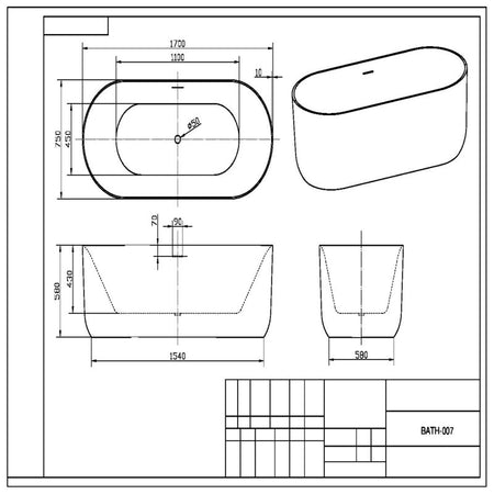 Scudo Eden Oval Bathtub (1 size, 4 colours) - Brand New Bathrooms