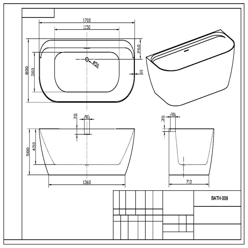 Scudo Bay Back to Wall Bathtub (1 size, 4 colours) - Brand New Bathrooms