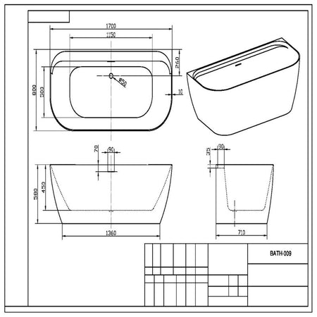 Scudo Bay Back to Wall Bathtub (1 size, 4 colours) - Brand New Bathrooms