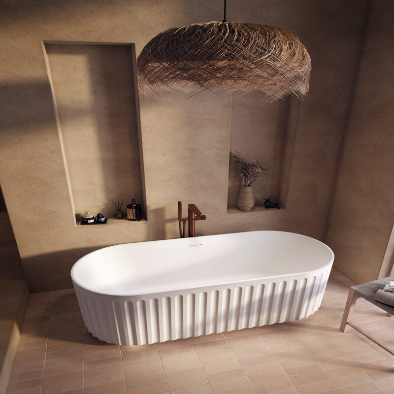 Scudo Lira Oval Fluted Bathtub (1 size, 4 colours) - Brand New Bathrooms