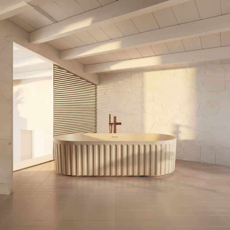 Scudo Lira Oval Fluted Bathtub (1 size, 4 colours) - Brand New Bathrooms