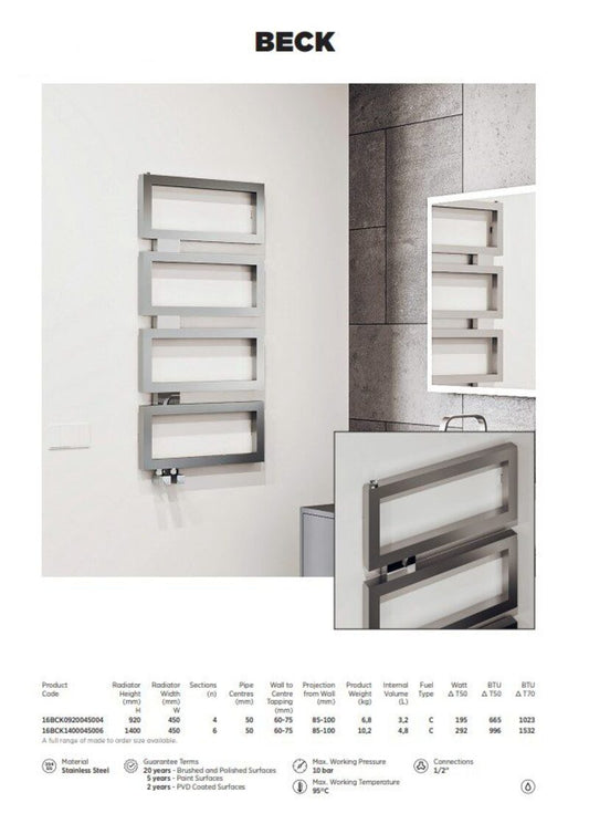 Carisa Beck Designer Radiator (2 sizes, Chrome) - Brand New Bathrooms