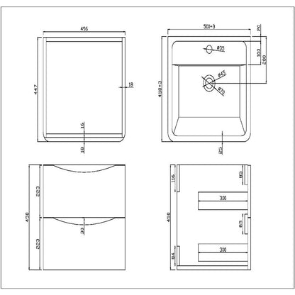 Scudo Bella Wall Mounted Basin Cabinet (2 sizes, 3 colours) CABINET ONLY - Brand New Bathrooms