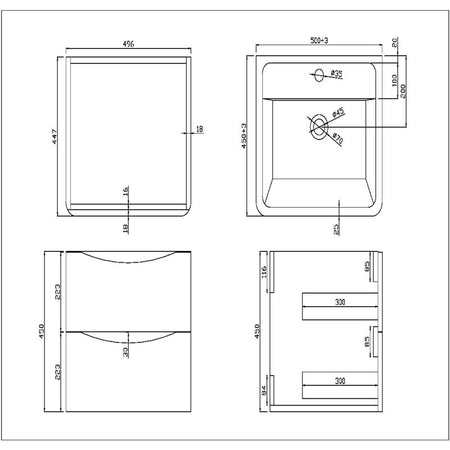Scudo Bella Wall Mounted Basin Cabinet (2 sizes, 3 colours) CABINET ONLY - Brand New Bathrooms