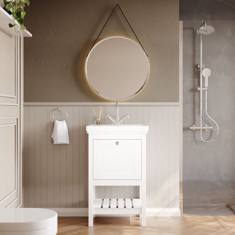 Hudson Reed Bexley 500mm Floor Standing Vanity Unit 1 Drawer With Basin (1 size, 1 colour) - Brand New Bathrooms