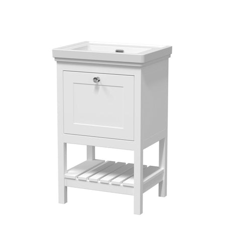 Hudson Reed Bexley 500mm Floor Standing 1 Drawer Vanity & 0 Tap Hole Fireclay Basin (1 size, 1 colour) - Brand New Bathrooms