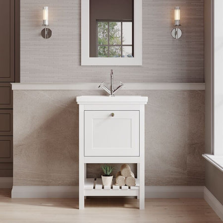 Hudson Reed Bexley 500mm Floor Standing 1 Drawer Vanity & 0 Tap Hole Fireclay Basin (1 size, 1 colour) - Brand New Bathrooms