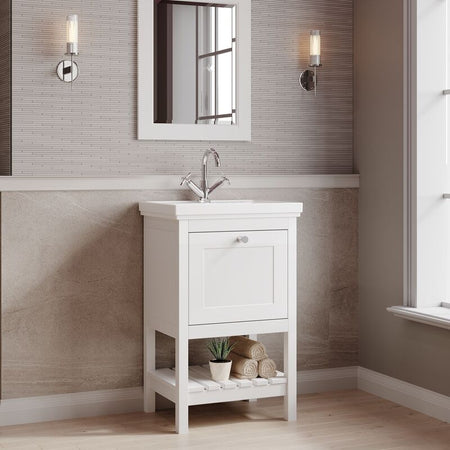 Hudson Reed Bexley 500mm Floor Standing 1 Drawer Vanity & 0 Tap Hole Fireclay Basin (1 size, 1 colour) - Brand New Bathrooms