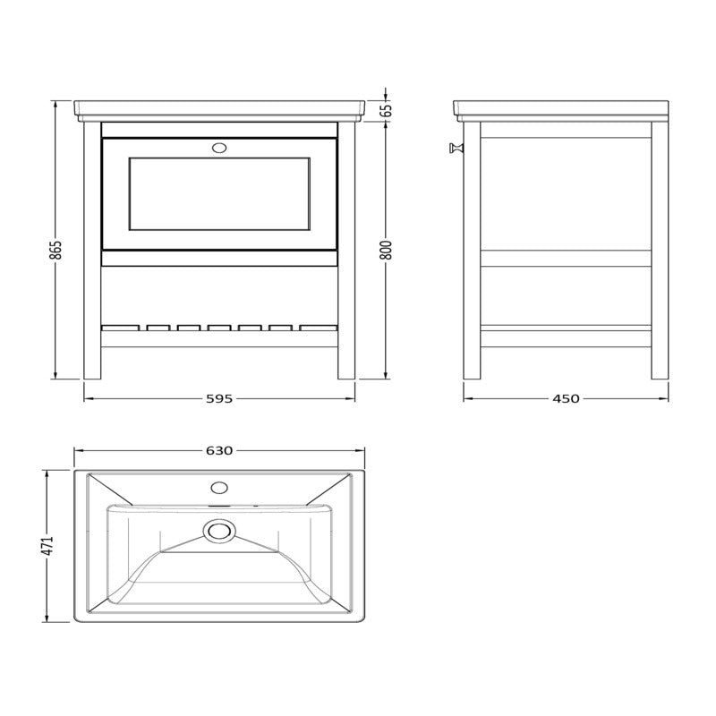 Hudson Reed Bexley 600mm Pure White Floor Standing Vanity Unit With 1 Tap Hole Basin (1 size, 1 colour) - Brand New Bathrooms