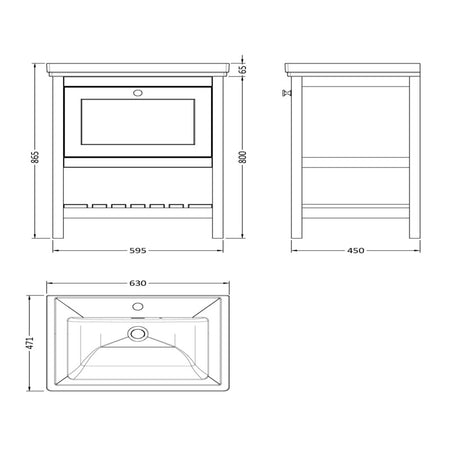 Hudson Reed Bexley 600mm Pure White Floor Standing Vanity Unit With 1 Tap Hole Basin (1 size, 1 colour) - Brand New Bathrooms