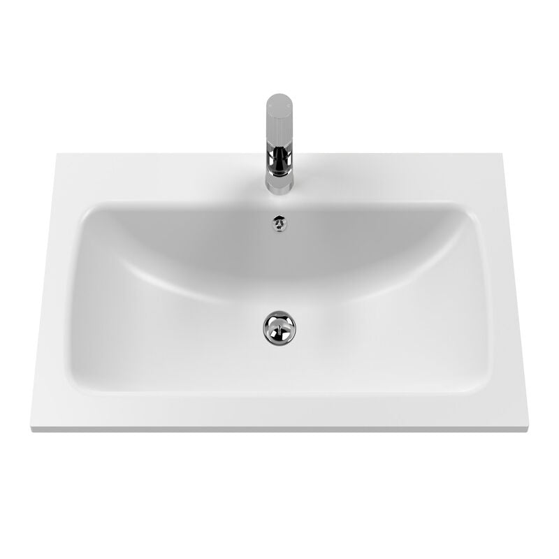 Hudson Reed Bexley 800mm Fern Green 1 Drawer Floor Standing Vanity Unit With 1 Tap Hole White Stone Basin (1 size, 1 colour) - Brand New Bathrooms