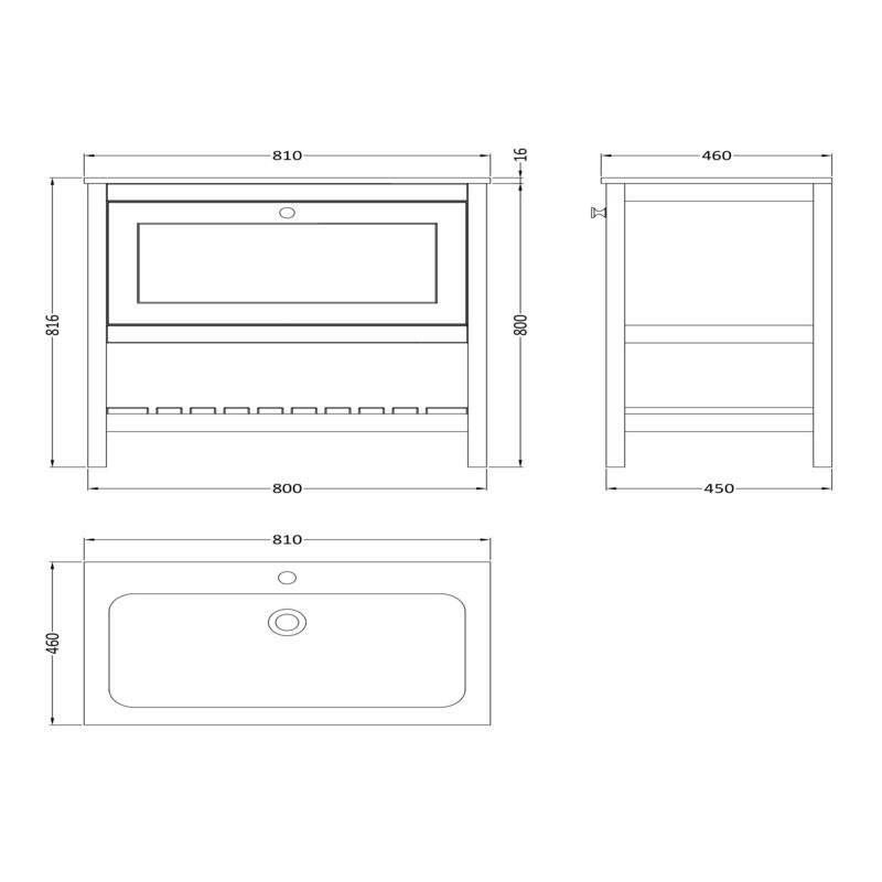Bexley Floor Standing 1 Drawer Vanity & 1 Tap Hole Stone Basin, 800mm Fern Green (1 size, 1 colour) - Brand New Bathrooms
