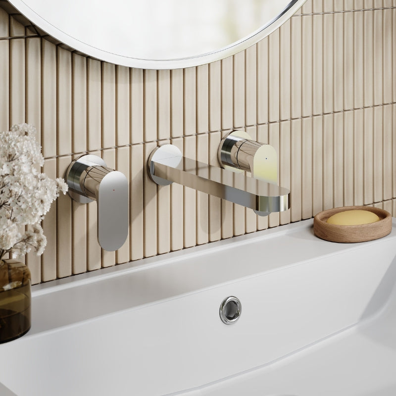 Nuie Binsey Wall Mounted Basin Mixer (Chrome) - Brand New Bathrooms