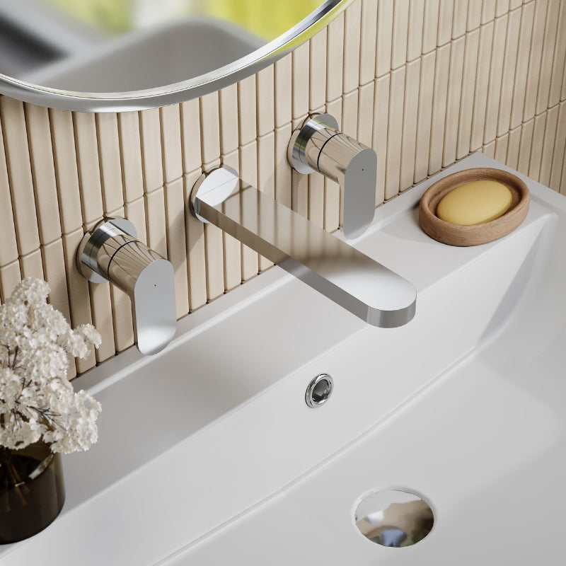 Nuie Binsey Wall Mounted Basin Mixer (Chrome) - Brand New Bathrooms