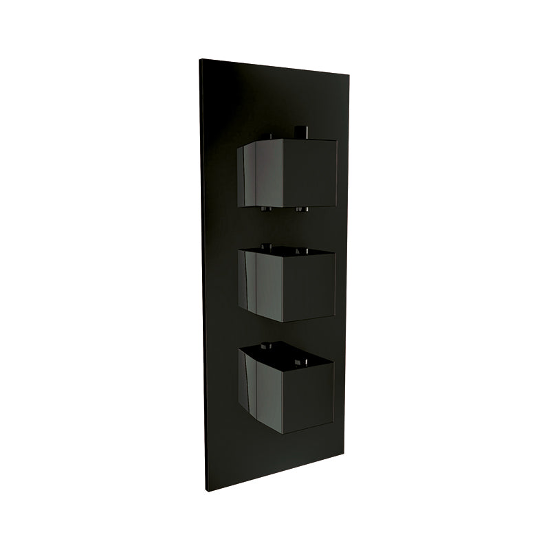 Scudo Mono Black Brassware Square Handled Dual & Triple Concealed Shower Valve (1 & 2 Outlets) - Brand New Bathrooms