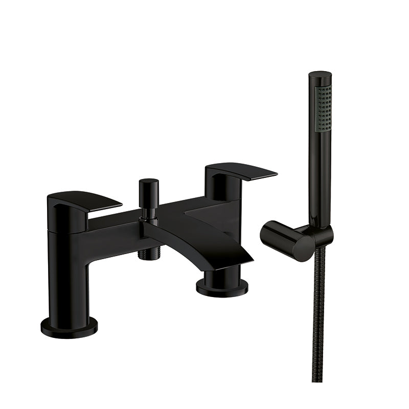 Scudo Belini Black Deck Mounted Bath Shower Mixer - Brand New Bathroom 