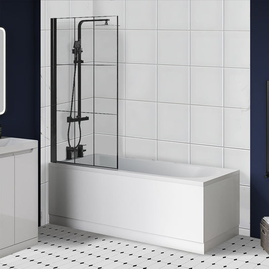 Brand New Bathrooms 6mm Black Matrix Square Shower Bath Screen (1 size, Black) - Brand New Bathrooms