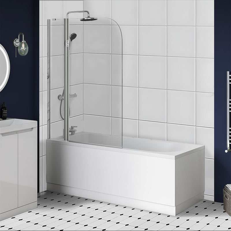 Brand New Bathrooms 6mm Curved Shower Bath Screen with Fixed Panel  (1 size, Silver) - Brand New Bathrooms