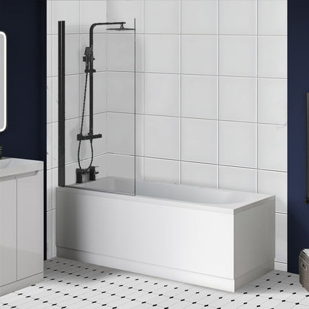 Brand New Bathrooms 6mm Square Shower Bath Screen (1 size, 3 colours) - Brand New Bathrooms