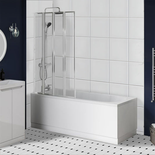 Brand New Bathrooms 4 Panel Folding Bath Screen (1 size, Chrome) - Brand New Bathrooms