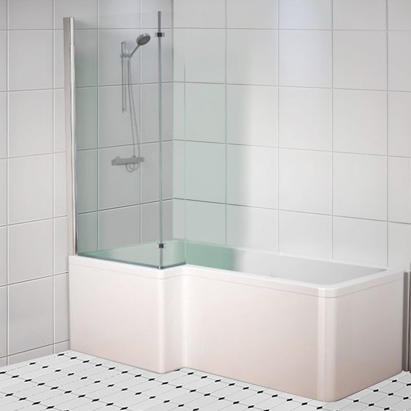Brand New Bathrooms 6mm L Shaped Bath Screen (1 size, Chrome) - Brand New Bathrooms