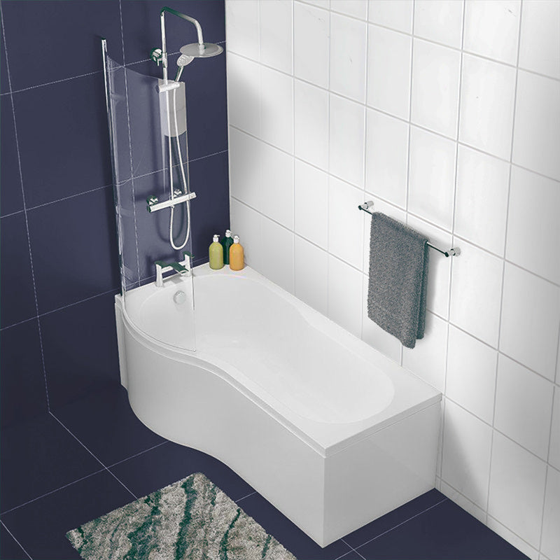 Brand New Bathrooms 6mm P Shaped Bath Screen (1 size, Chrome) - Brand New Bathrooms