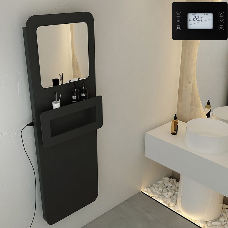 Carisa Boreas Flat Mirror Electric Radiator (1 size, 2 colours) - Brand New Bathrooms