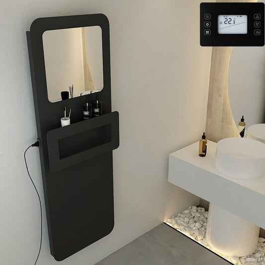 Carisa Boreas Flat Mirror Electric Radiator (1 size, 2 colours) - Brand New Bathrooms