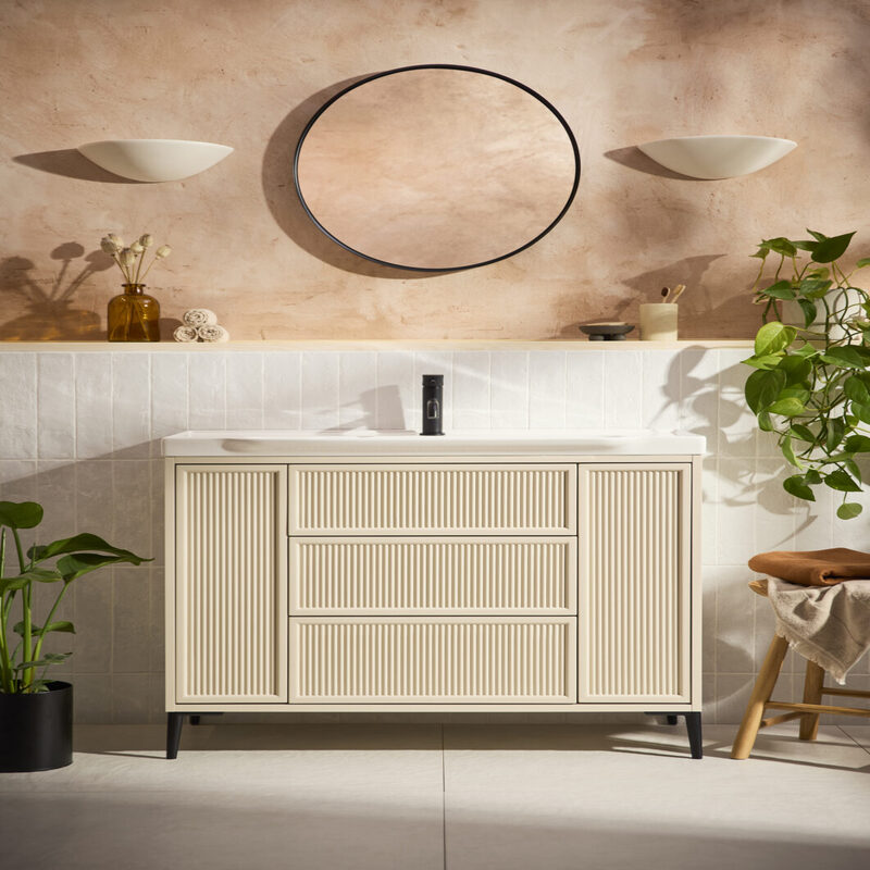 Scudo Bota 1000 Fluted Cabinet (Stone) - Brand New Bathrooms
