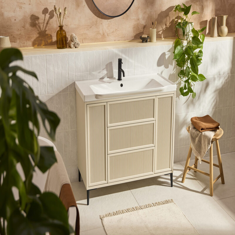 Scudo Bota 1000 Fluted Cabinet (Stone) - Brand New Bathrooms