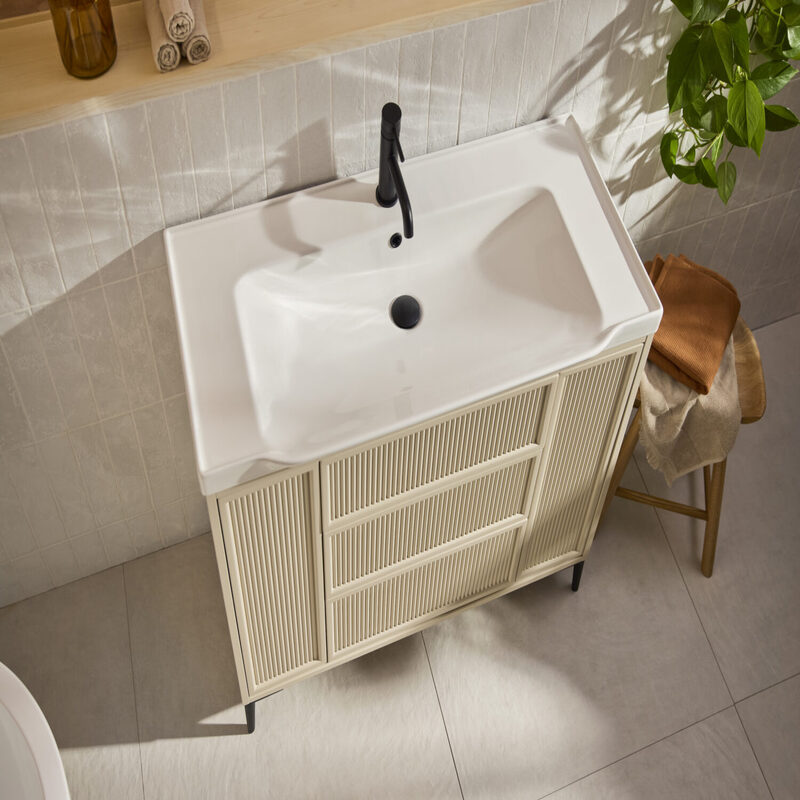 Scudo Bota 1000 Fluted Cabinet (Stone) - Brand New Bathrooms