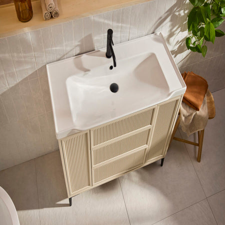 Scudo Bota 1000 Fluted Cabinet (Stone) - Brand New Bathrooms