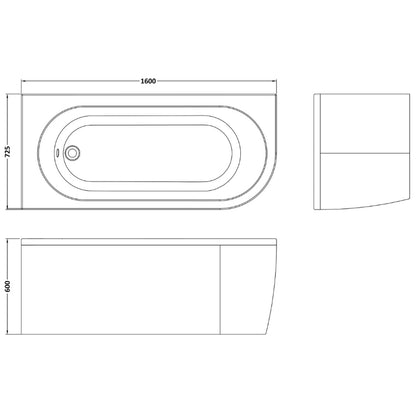 Nuie Curved Bath with Legs and Panel (1 Size, 2 Styles, White) - Brand New Bathrooms