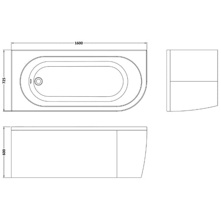 Nuie Curved Bath with Legs and Panel (1 Size, 2 Styles, White) - Brand New Bathrooms