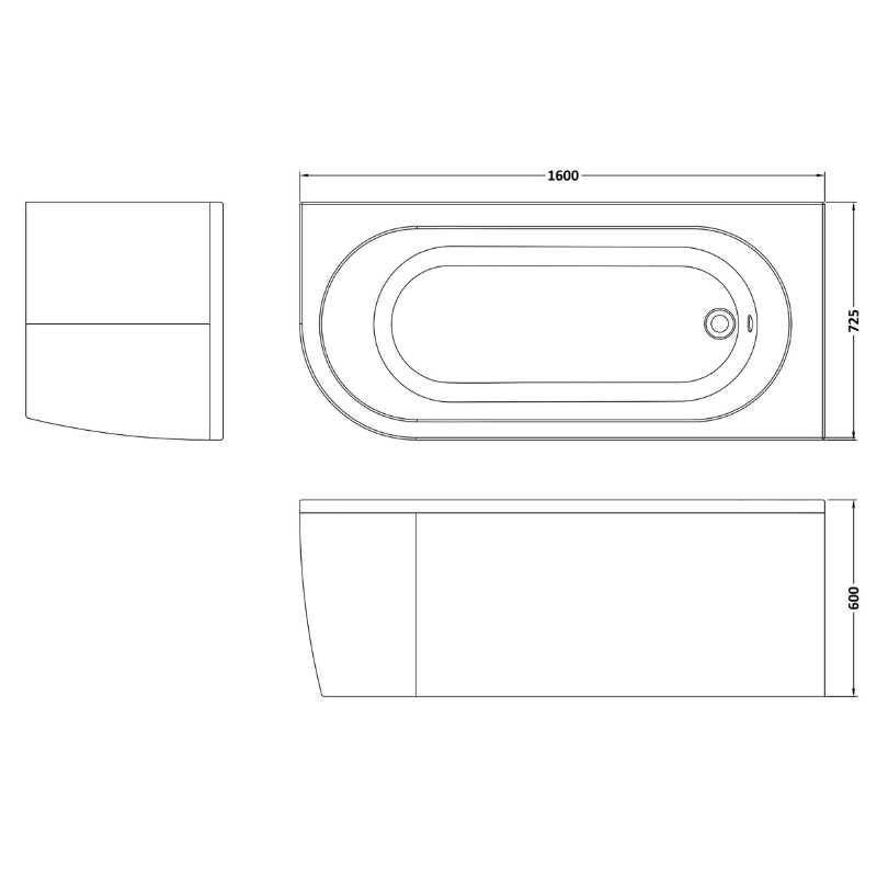 Nuie Curved Bath with Legs and Panel (1 Size, 2 Styles, White) - Brand New Bathrooms