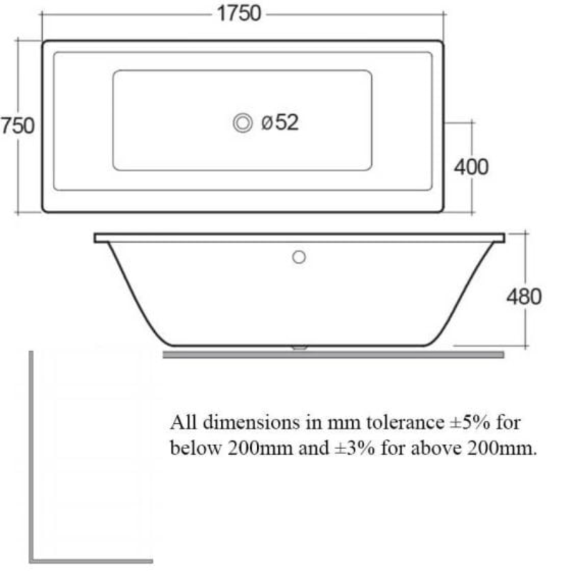 RAK Ceramics Evolution Rectangular Double Ended Bath (1 size, White) - Brand New Bathrooms