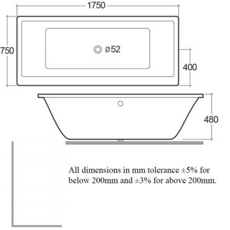 RAK Ceramics Evolution Rectangular Double Ended Bath (1 size, White) - Brand New Bathrooms