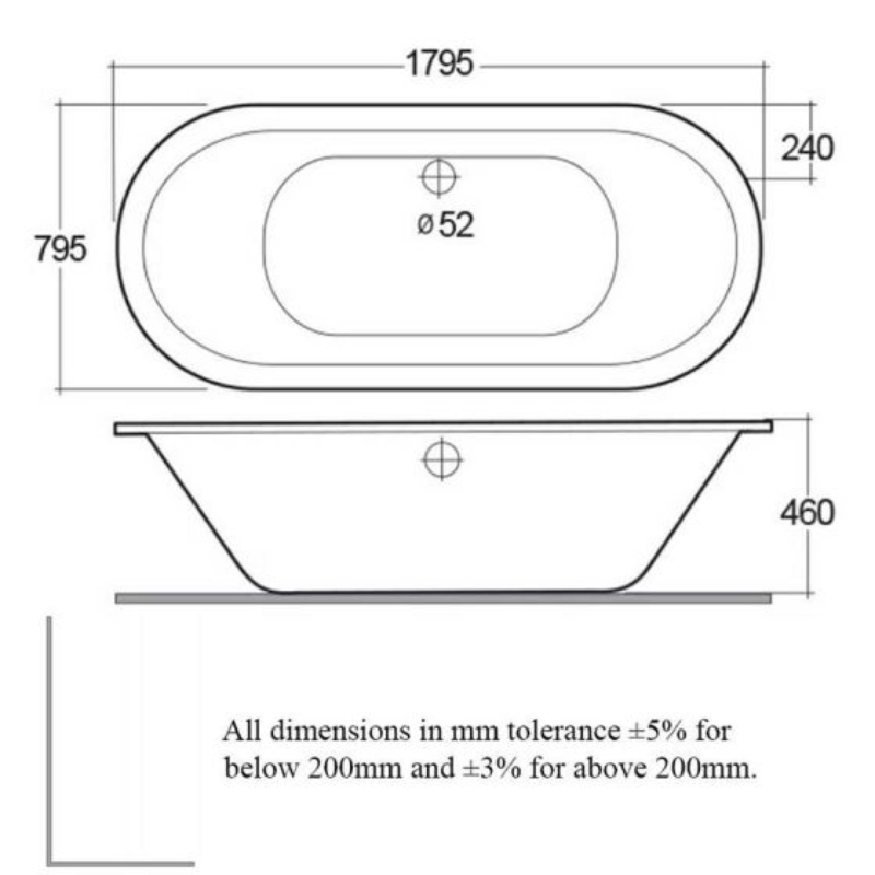 RAK Ceramics DKM Oval Double Ended Bath (1 size, White) - Brand New Bathrooms