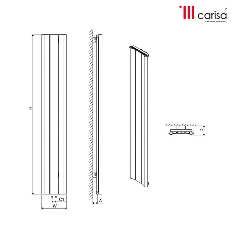 Carisa Burano S Aluminium Bespoke Radiator (6 sizes, 2 colours) - Brand New Bathrooms