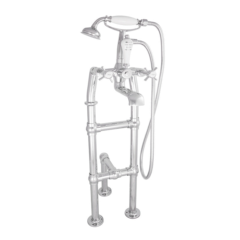 Hurlingham Freestanding Bath Mixer Taps with Tap Stand & Support (2 sizes, 2 colours) - Brand New Bathrooms