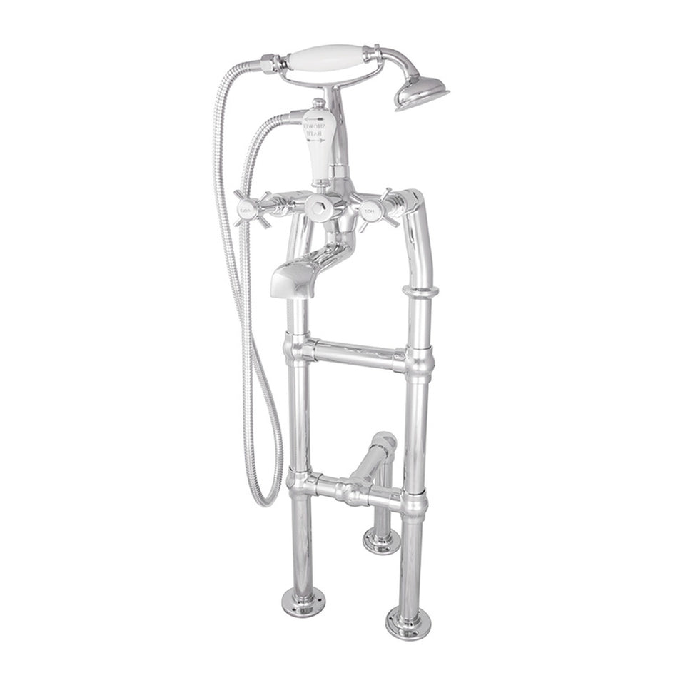 Hurlingham Freestanding Bath Mixer Taps with Tap Stand & Support (1 size, Chrome)