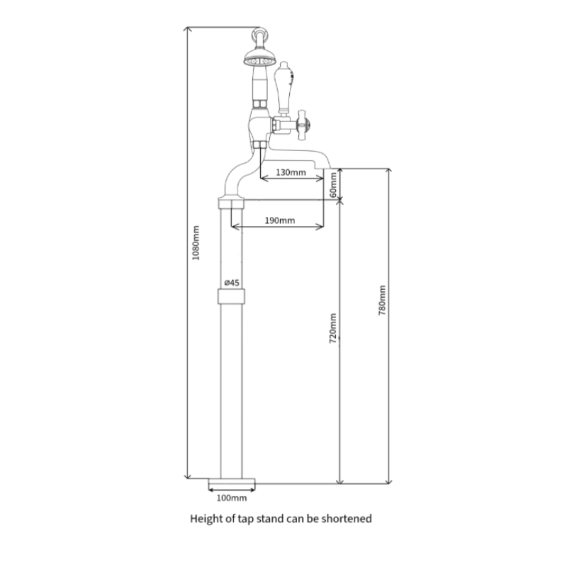 Hurlingham Milton Freestanding Bath and Shower Mixer Taps with Tap Stand & Support (1 size, 3 colours) - Brand New Bathrooms