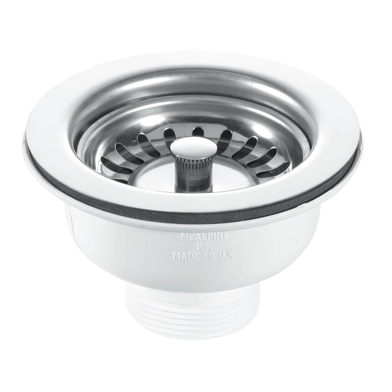 RAK Ceramics Stainless Steel Basket Strainer Waste - Stem ball Plug (Chrome) - Brand New Bathrooms