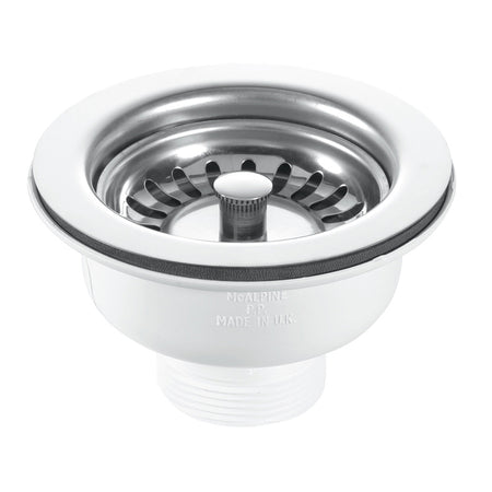 RAK Ceramics Stainless Steel Basket Strainer Waste - Stem ball Plug (Chrome) - Brand New Bathrooms