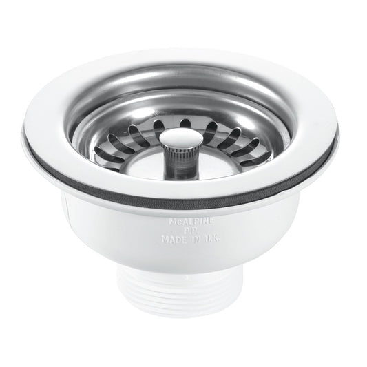 RAK Ceramics Stainless Steel Basket Strainer Waste - Stem ball Plug (Chrome) - Brand New Bathrooms